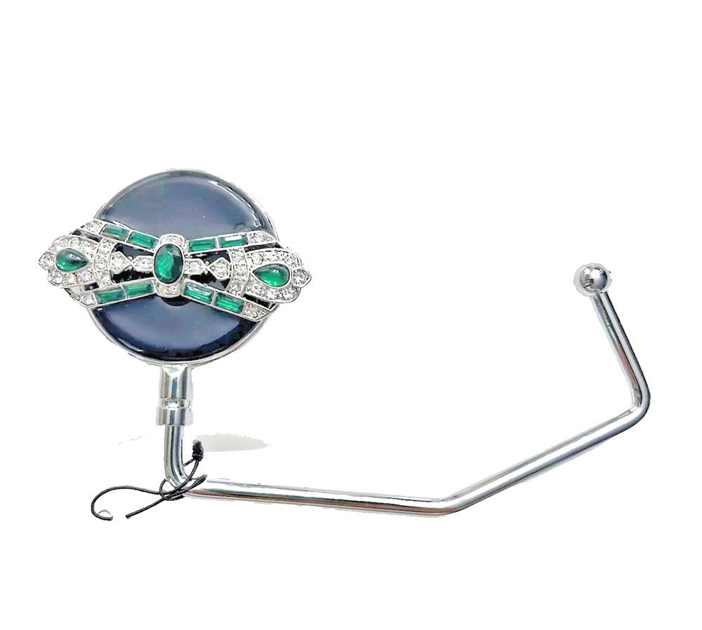SPRING STREET DESIGN SWAROVSKI CRYSTAL ART DECO EMERALD HANDBAG PURSE HOLDER
